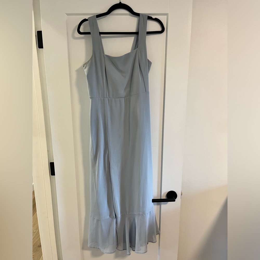 Show Me Your MuMu Light Blue Ruffle-Hem Midi Dress